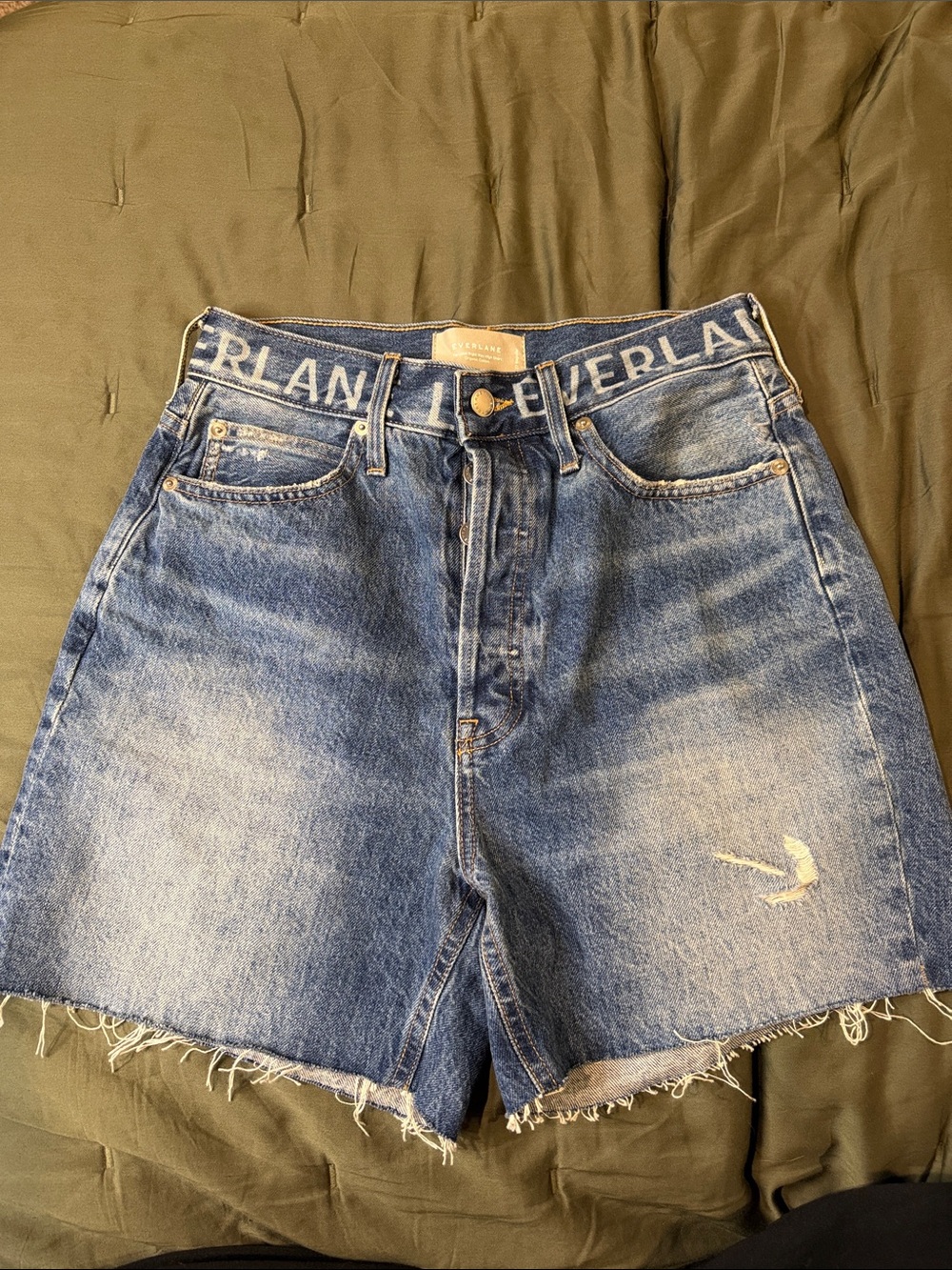 Everlane Women's Faded Blue High-Rise Denim Cutoff Shorts
